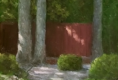 back yard painting by Tim Long